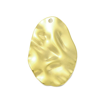 Textured 201 Stainless Steel Pendants, Golden, Egg, 30x20x1.5mm, Hole: 1.8mm