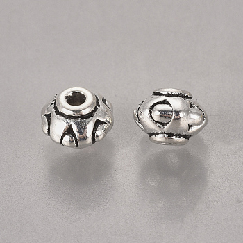 Tibetan Silver Beads, Lead Free & Cadmium Free, Rondelle, Antique Silver, about 6.5mm wide, 5.5mm long, Hole: about 1.5mm