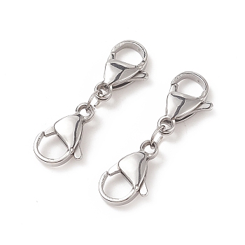 304 Stainless Steel Double Lobster Claw Clasps, Stainless Steel Color, 28mm