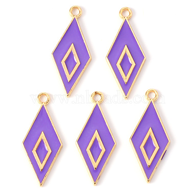 Light Gold Medium Purple Rhombus Alloy+Enamel Pendants
