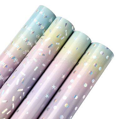 虹色のグラデーションの誕生日プレゼント包装紙(DIY-FZC0002-03B)-2