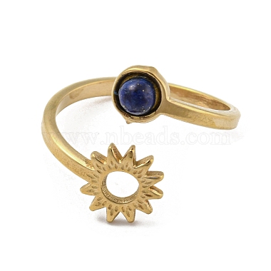 304 acier inoxydable avec bague en lapis-lazuli naturel(RJEW-Z031-01A-01)-2