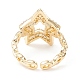 Clear Cubic Zirconia Open Star Cuff Ring(KK-D067-39G-RS)-3