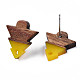 Accessoires de boucles d'oreilles en résine et bois de noyer(MAK-N032-024A)-5