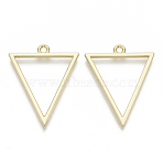 Alloy Open Back Bezel Big Pendants, For DIY UV Resin, Epoxy Resin, Pressed Flower Jewelry, Triangle, Light Gold, 35x27.5x2mm, Hole: 2.5mm(PALLOY-S132-007)