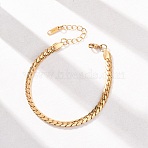 304 Stainless Steel Panzer Chain Bracelets for Women, PVD Vacuum Plating, Long-Lasting Plated, Golden, 7.80 inch(19.8cm)(BJEW-F529-15G)