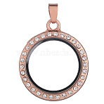 Alloy Photo Frame Pendants, with Crystal Resin Rhinestone, Cadmium Free & Lead Free, Flat Round, Rose Gold, 30mm(ALRI-WH0002-26A-RG)