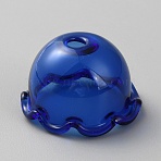 Transparent Glass Bead Cap Flower, Multi-Petal, Dark Blue, 23.5~24x12~15mm, Hole: 4mm(GLAA-TAC0008-18A)