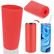 Silicone Cup Sleeve, Column, Red, 80x205mm, Hole: 31mm, Inner Diameter: 75mm(AJEW-WH0244-02C)