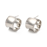 Brass Twist Column Stud Earrings, Thick Half Hoop Earrings for Women, Cadmium Free & Lead Free, Platinum, 20x15mm, Pin: 0.8mm(EJEW-P213-09P)