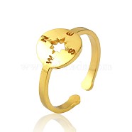 Simple Stainless Steel Adjustable Cuff Rings for Women, Fashionable Personalized Hand Jewelry, Real 18K Gold Plated, Compass, show in picture(WT4746-7)