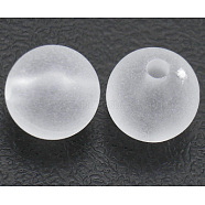 8mm Frosted Round Transparent Clear Acrylic Beads, hole: 1.5mm(X-PL582)