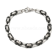 Two Tone 304 Stainless Steel Byzantine Chain Bracelet, Black, 8-1/2 inch(21.5cm), Wide: 6mm(BJEW-B078-31BP)