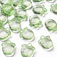 Transparent Acrylic Pendants, Faceted, Apple, Lime Green, 20x17x5~6mm, Hole: 3mm, about 480pcs/500g(TACR-S154-28B-83)