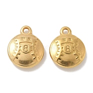 Ion Plating(IP) 304 Stainless Steel Pendants, Baseball Charm, Real 18K Gold Plated, 17.5x14x4.5mm, Hole: 1.8mm(STAS-Q334-12G-02)