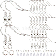 200Pcs Brass Earring Hooks, French Hooks with Coil and Ball, with 200Pcs Jump Rings and 200Pcs Plastic Ear Nuts, Platinum, 17~19x16~18x0.8mm, 20 Gauge, Hole: 2mm(KK-SP0001-44P)