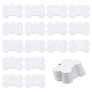 Aluminum Heat Transfer Pendants, Blank Tags, Silver, Dog Bone Pattern, 38x24.5x1mm, Hole: 3.5mm, 30pcs/box(AJEW-BC0003-84A)