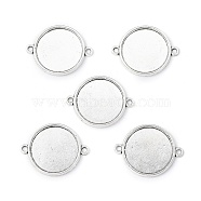 Tibetan Style Alloy Cabochon Connector Settings, Cadmium Free & Lead Free, Plain Edge Bezel Cups, Flat Round, Antique Silver, Tray: 20mm, 29.5x23x2mm, Hole: 2mm(X-TIBE-M022-11AS)