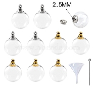 10Pcs Glass Round Bottle Pendants, with Brass Finding, Openable Urn Ashes Pendants, Clear, 20mm(PW-WG26114-01)