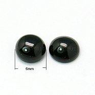 Natural Black Agate Cabochons, Half Round, Black, 6x3~3.5mm(G-C108-6mm-3)