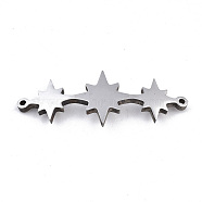 304 Stainless Steel Link Connectors, Laser Cut, Star, Stainless Steel Color, 11.5x30x1.5mm, Hole: 1mm(STAS-T059-10P)