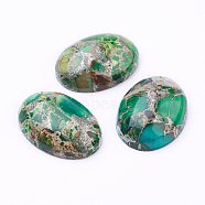 Synthetic Regalite/Imperial Jasper/Sea Sediment Jasper Cabochons, Dyed, Oval, Lime Green, 24.5~25x18x7~8mm(X-G-E377-01A)