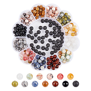 13 Styles Natural & Synthetic Mixed Gemstone Beads, Round, Mixed Dyed and Undyed, 8~9mm, Hole: 1~1.2mm, 240pcs/box(G-AR0004-89)
