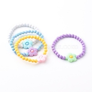 Opaque Acrylic Stretch Beaded Bracelets for Kids, Flower, Mixed Color, Inner Diameter: 2 inch(5.1cm)(BJEW-JB06221)