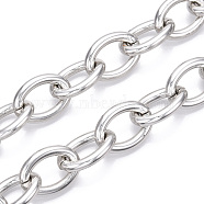 Aluminum Cable Chains, Oval Link Chains, Unwelded, Platinum, 27.5x19.5x4.5mm(CHA-N003-21P)