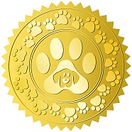 34 Sheets Self Adhesive Gold Foil Embossed Stickers, Round Dot Medal Decorative Decals for Envelope Card Seal, Paw Print, 165x211mm, Stickers: 50mm(DIY-WH0509-082)