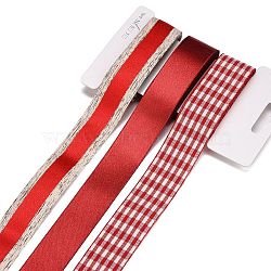 9 Yards 3 Styles Polyester Ribbon, for DIY Handmade Craft, Hair Bowknots and Gift Decoration, Dark Red Color Palette, Red, 1~1-1/8 inch(25~28mm), about 3 yards/style(SRIB-A014-A03)