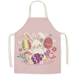 Cute Easter Rabbit Pattern Polyester Sleeveless Apron, with Double Shoulder Belt, for Household Cleaning Cooking, Pink, 680x550mm(PW-WG98916-33)
