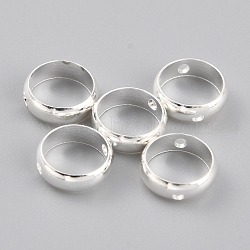 Brass Beads Frames, Long-Lasting Plated, Round Ring, 925 Sterling Silver Plated, 8x2.5mm, Hole: 1mm(KK-O133-014B-S)