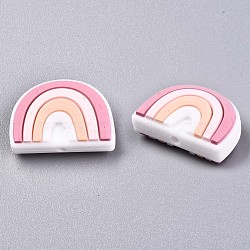 Food Grade Eco-Friendly Silicone Focal Beads, Chewing Beads For Teethers, DIY Nursing Necklaces Making, Rainbow, Light Coral, 17~18x25x9mm, Hole: 2mm(SIL-N002-09E)