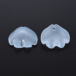 Transparent Baking Painted Glass Pendants, Single Face Frosted, Shell, Light Sky Blue, 15x18x4mm, Hole: 1.2mm(DGLA-Q025-002)
