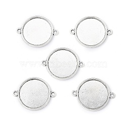 Tibetan Style Alloy Cabochon Connector Settings, Cadmium Free & Lead Free, Plain Edge Bezel Cups, Flat Round, Antique Silver, Tray: 20mm, 29.5x23x2mm, Hole: 2mm(X-TIBE-M022-11AS)