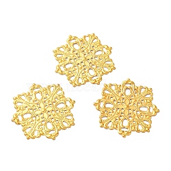 Iron Filigree Joiners, Etched Metal Embellishments, Flower, Golden, 44x44x1mm, Hole: 1.4mm(FIND-B020-04G)