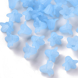 Transparent Acrylic Beads, Frosted, Flower, Light Blue, 17.5x12mm, Hole: 1.5mm(X-PLF018-06)
