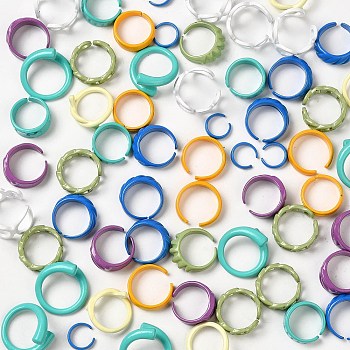 Spray Painted Alloy Cuff Rings, Open Rings, Cadmium Free & Lead Free, Mixed Shapes, Mixed Color, Inner Diameter: 9~18.5mm