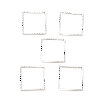 Brass Beads Frames, Cadmium Free & Lead Free, Square, 925 Sterling Silver Plated, 15x15x1mm