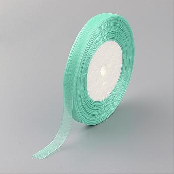 Sheer Organza Ribbon, Wide Ribbon for Wedding Decorative, Medium Aquamarine, 3/4 inch(20mm), 25yards(22.86m)