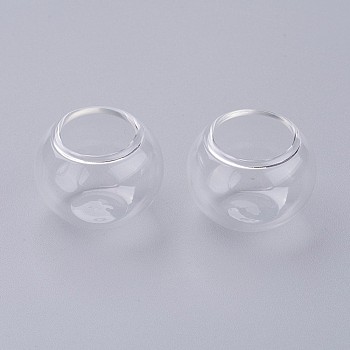 Blown Glass Globe Cover, Wishing Bottle Bubble Vial, Clear, 26x19~20mm, Hole: 14.5~16mm, Capacity: 3.5ml(0.118 fl. oz)