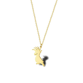 Cute Cartoon Animal Stainless Steel Pendant Necklaces, with Cable Chains for Unisex, Bird