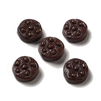 Opaque Resin Biscuit Decoden Cabochons, Imitation Food, Cookies, Coconut Brown, Flat Round, 17.5x17x7.5mm
