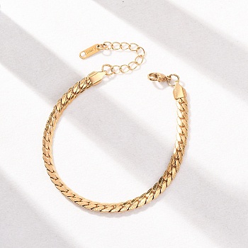 304 Stainless Steel Panzer Chain Bracelets for Women, PVD Vacuum Plating, Long-Lasting Plated, Golden, 7.80 inch(19.8cm)