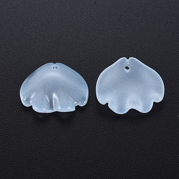 Transparent Baking Painted Glass Pendants, Single Face Frosted, Shell, Light Sky Blue, 15x18x4mm, Hole: 1.2mm