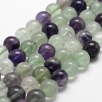 Natural Fluorite Bead Strands, Round, Grade AB, 8mm, Hole: 1mm, about 50pcs/strand, 14.9 inch~15.1  inch