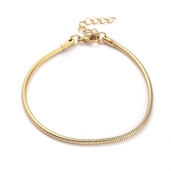 Ion Plating(IP) 304 Stainless Steel Round Snake Chain Bracelets, with Lobster Claw Clasps, Golden, 8 inch(20.2cm)