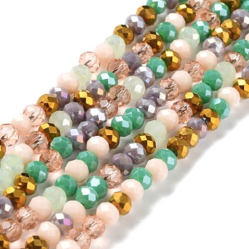 Glass Beads Strands, Faceted, Rondelle, Blanched Almond, 6x5mm, Hole: 1mm, about 85~88pcs/strand, 16.1~16.5 inch(41~42cm)