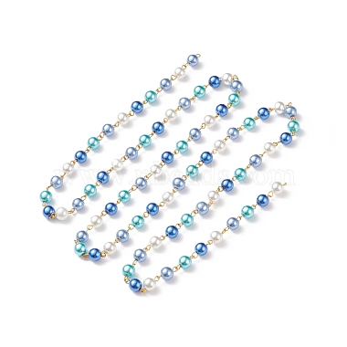 5 cadena de cuentas de perlas de vidrio hechas a mano de 5 colores.(AJEW-JB01134)-2